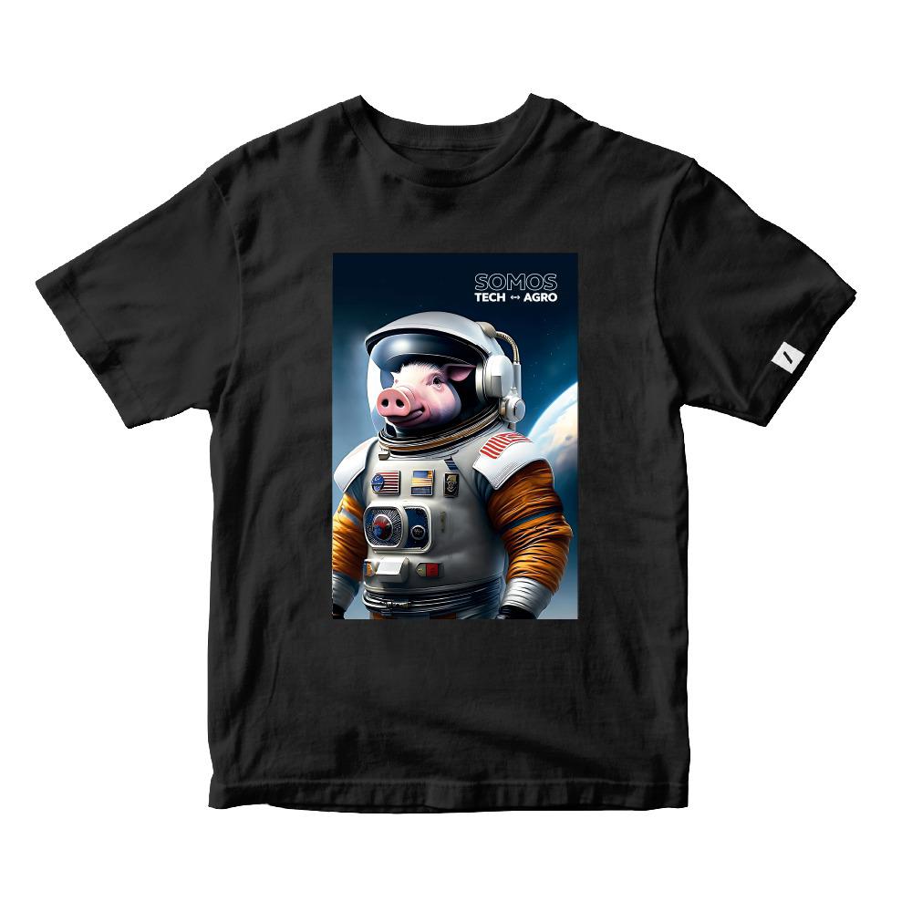 Camiseta Preta Porco Astronauta