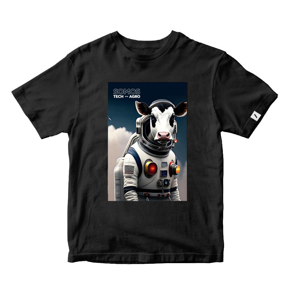 Camiseta Preta Vaca Astronauta